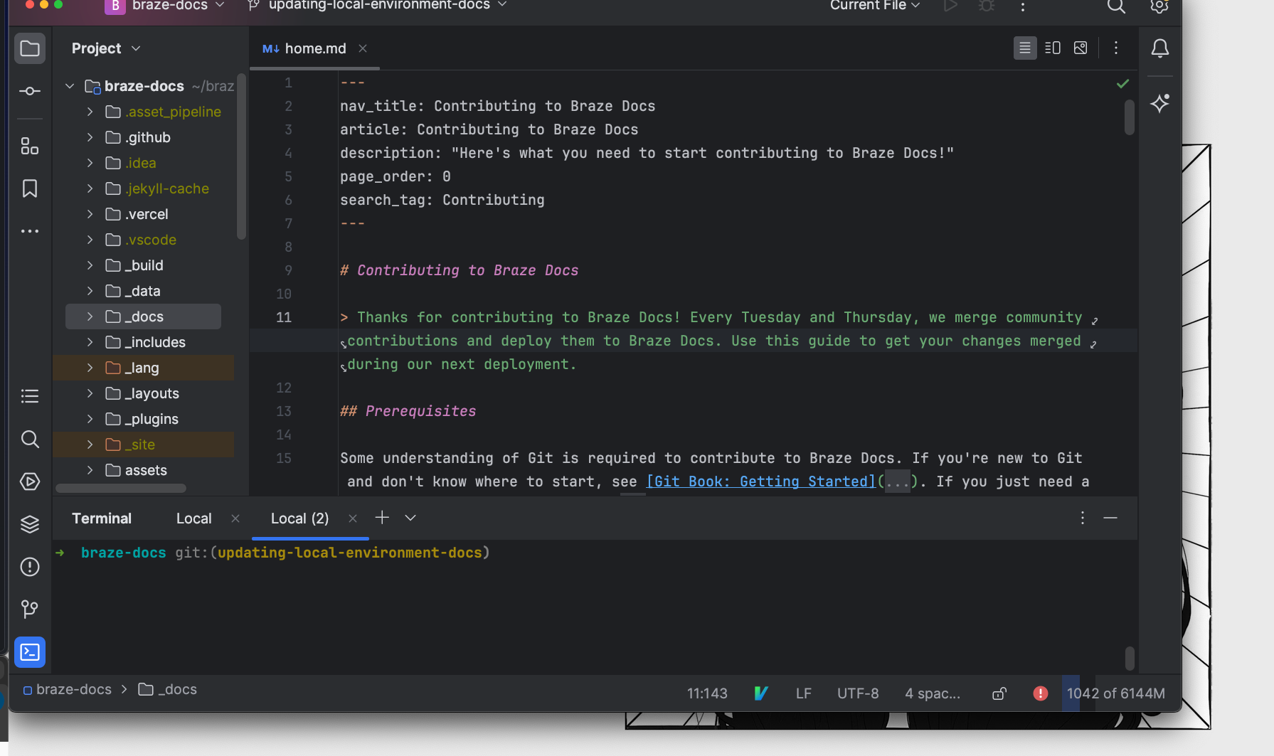 Intellij IDEA with the in-app terminal open.