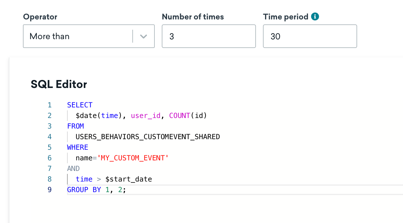 SQL editor showing an example incremental SQL Segment Extension.